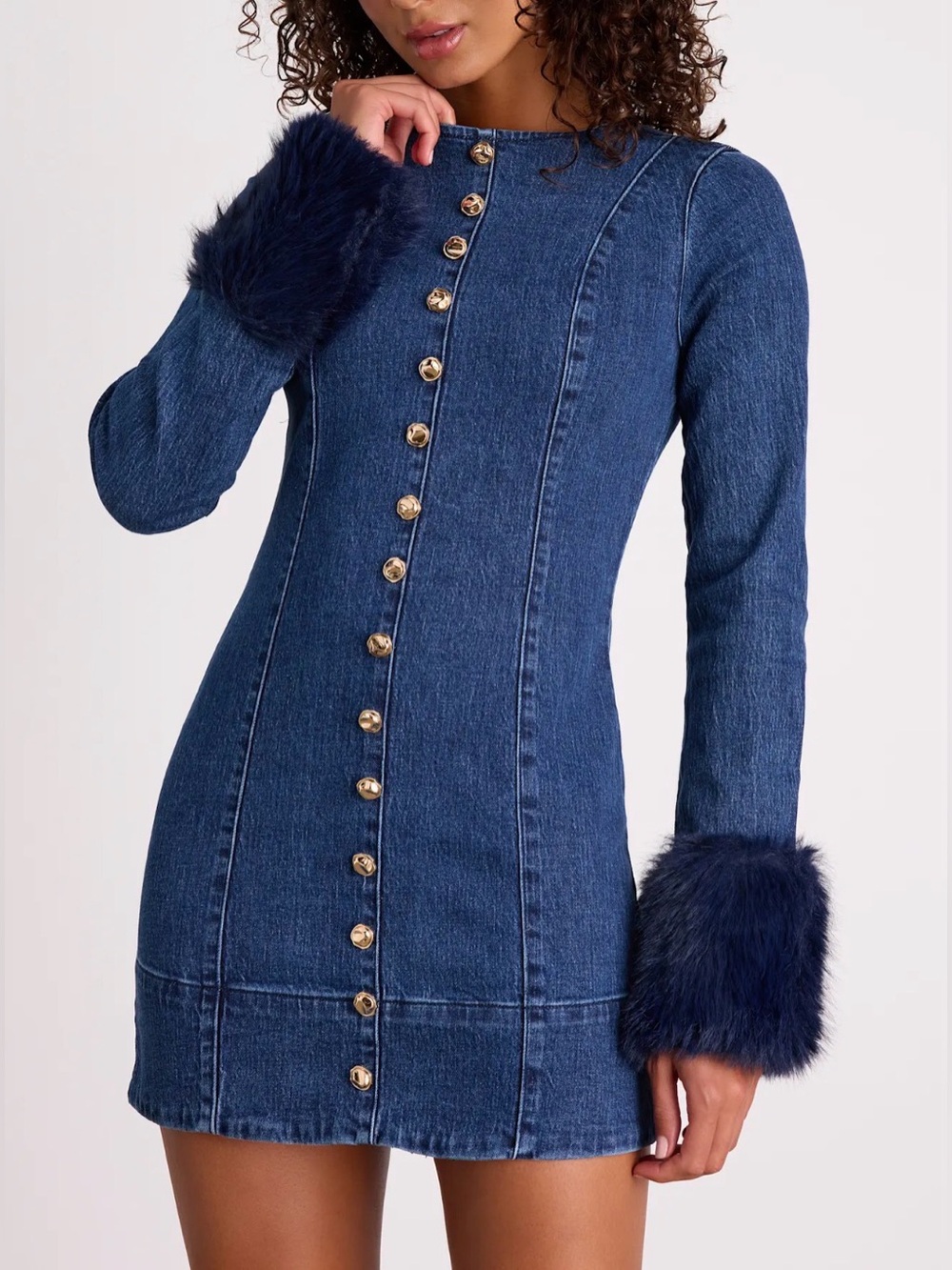NWT Show Me Your Mumu Rockafeller Subzero Indigo Mini Dress in Sold Out Sz Med